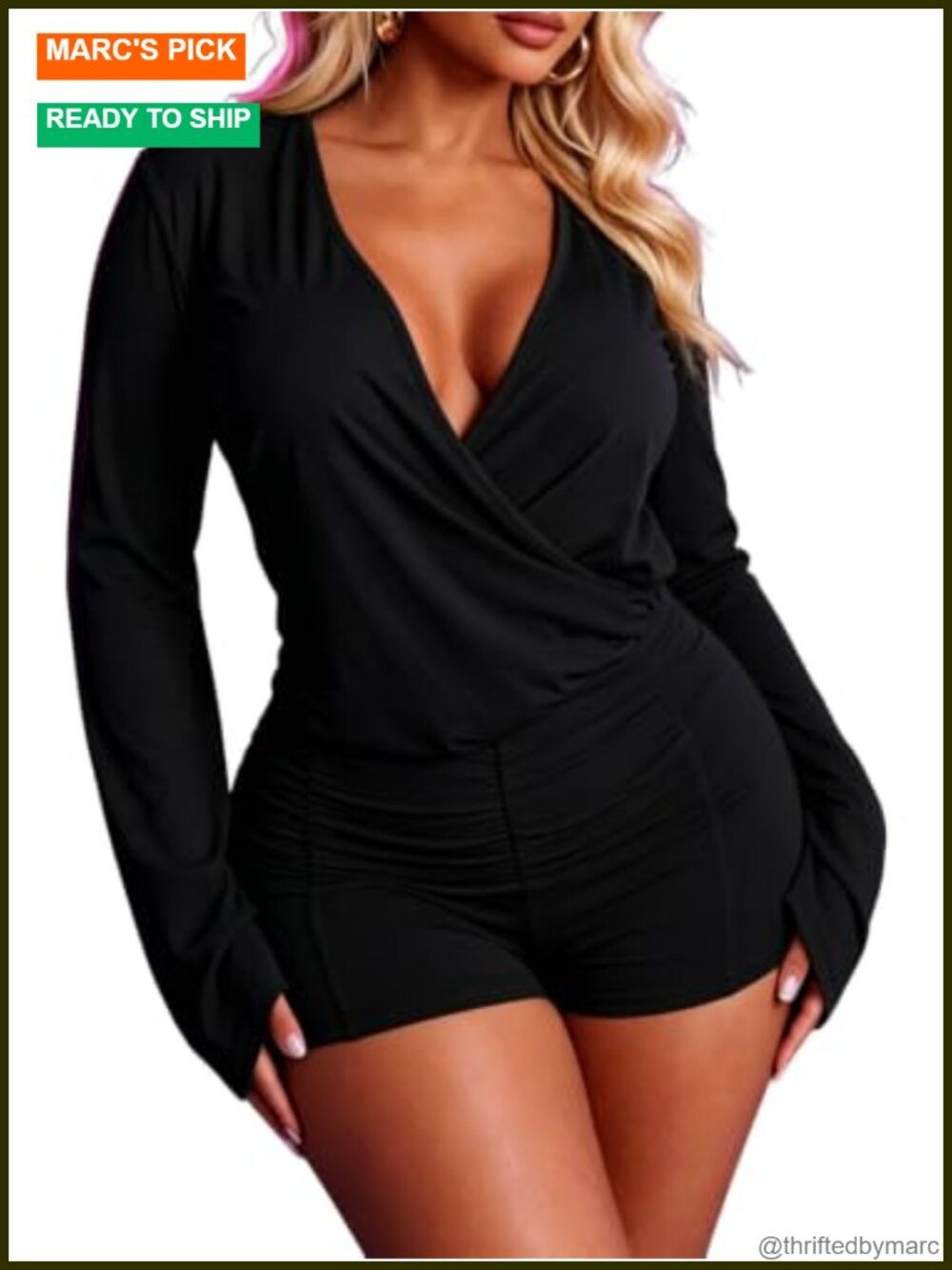 Women's Sexy V Neck Ruched Short Jumpsuit Club Going Out Outfit